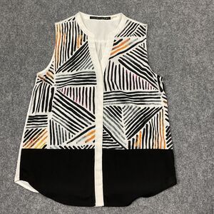 Ivanka Trump Shirt Womens M Cream Black Sheer  Chic Boardroom Polished